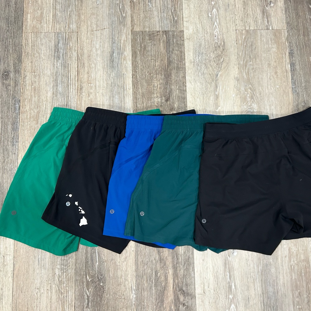 lululemon Men's Athletic Shorts bundle (5) - Green, Black, Blue